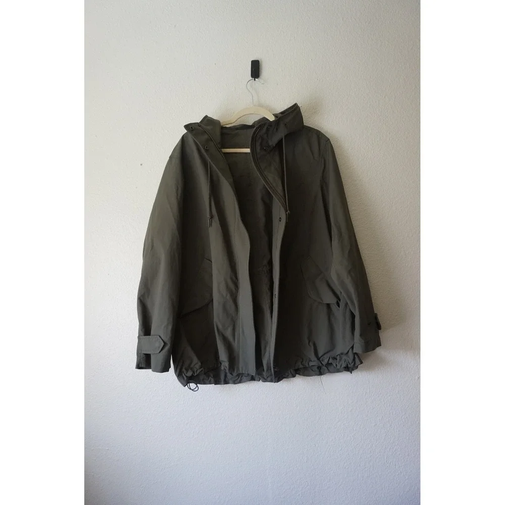 Uniqlo Cotton Blend Short Hooded Parka Men XL Utility Work Military Jacket Green